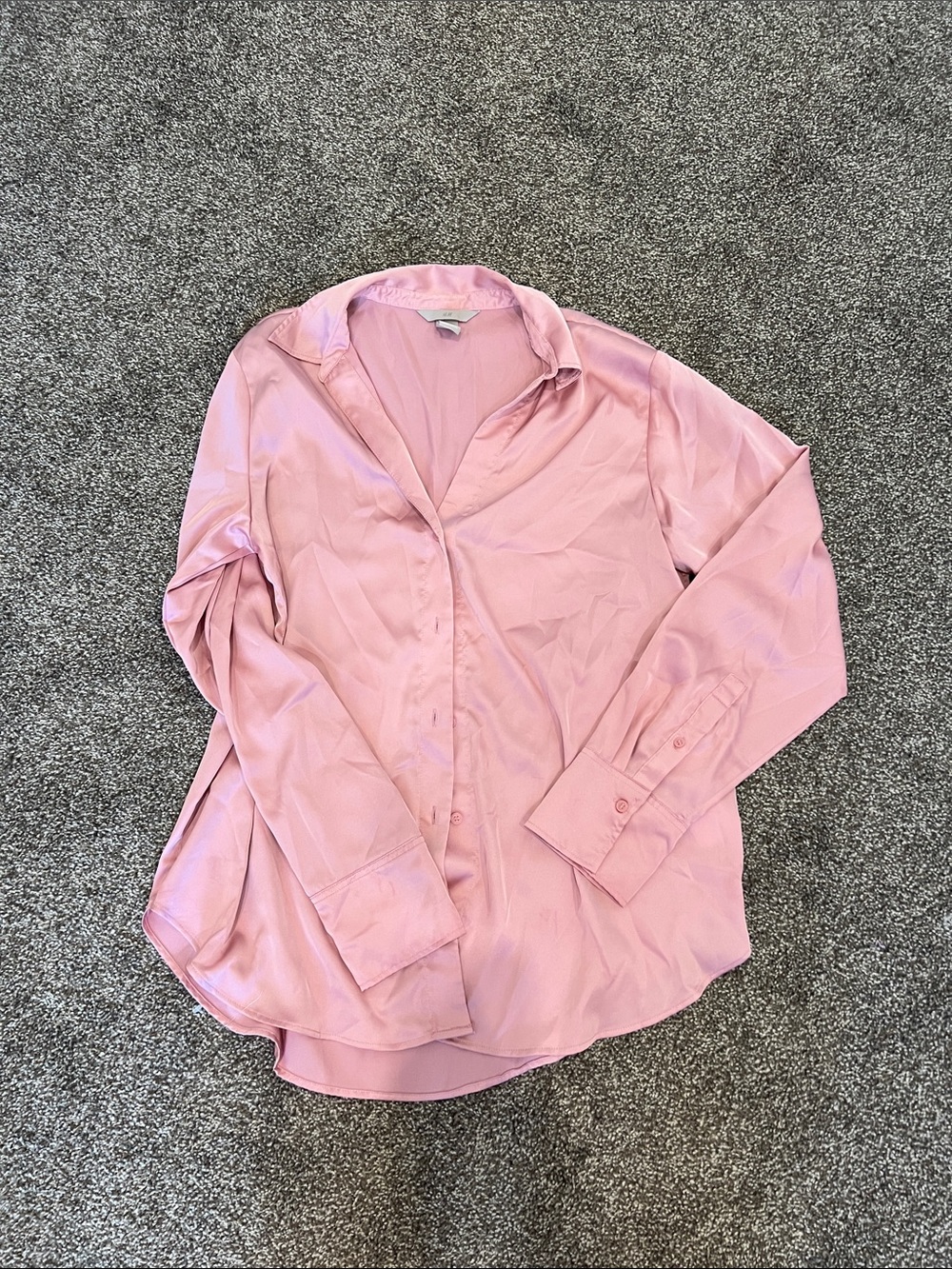 H&M Pink Satin Button-Down Blouse